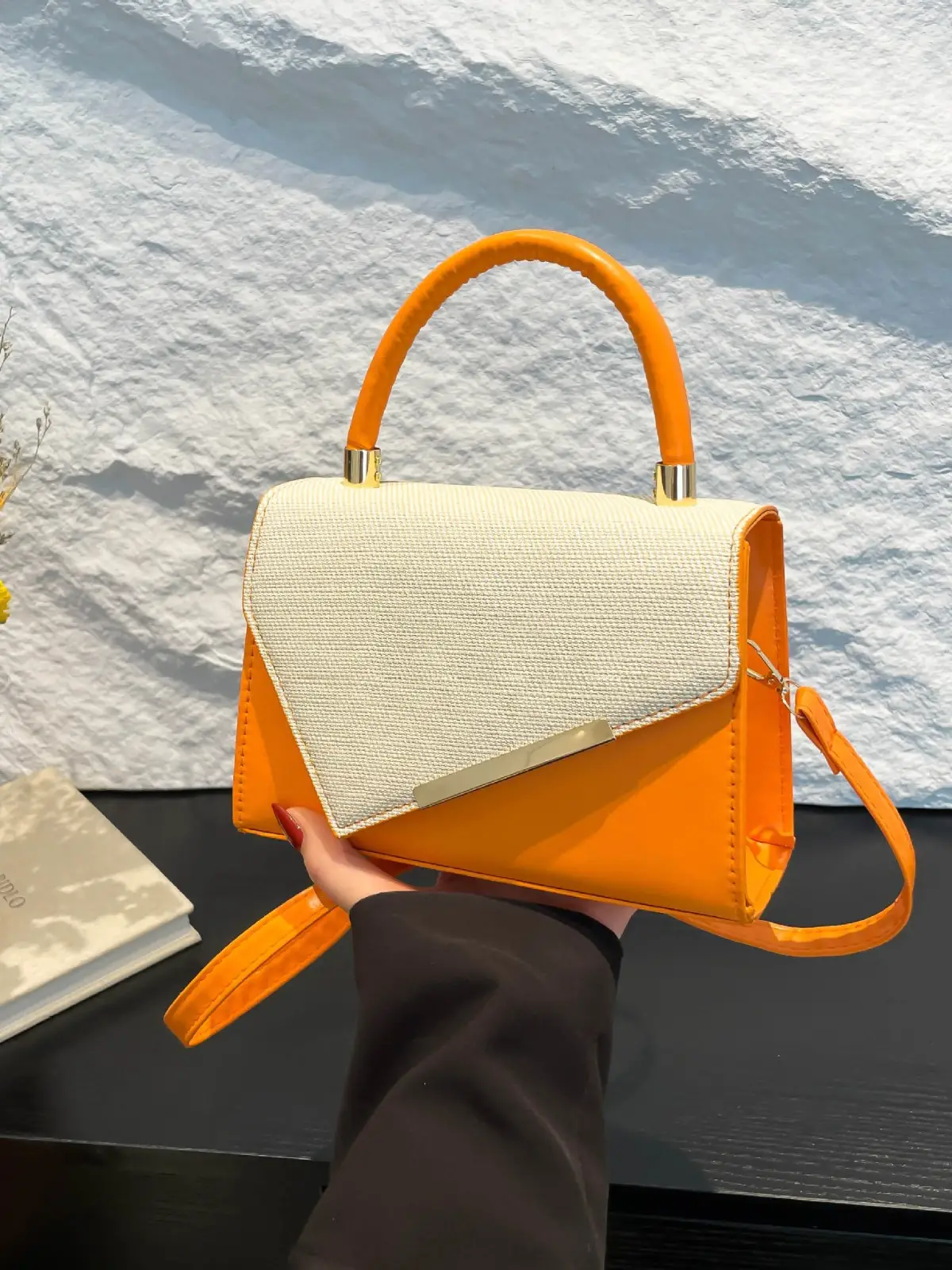 White Square Handheld Bag for Women - Image 7