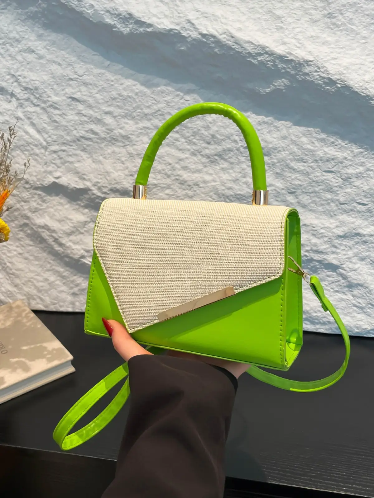 White Square Handheld Bag for Women - Image 8