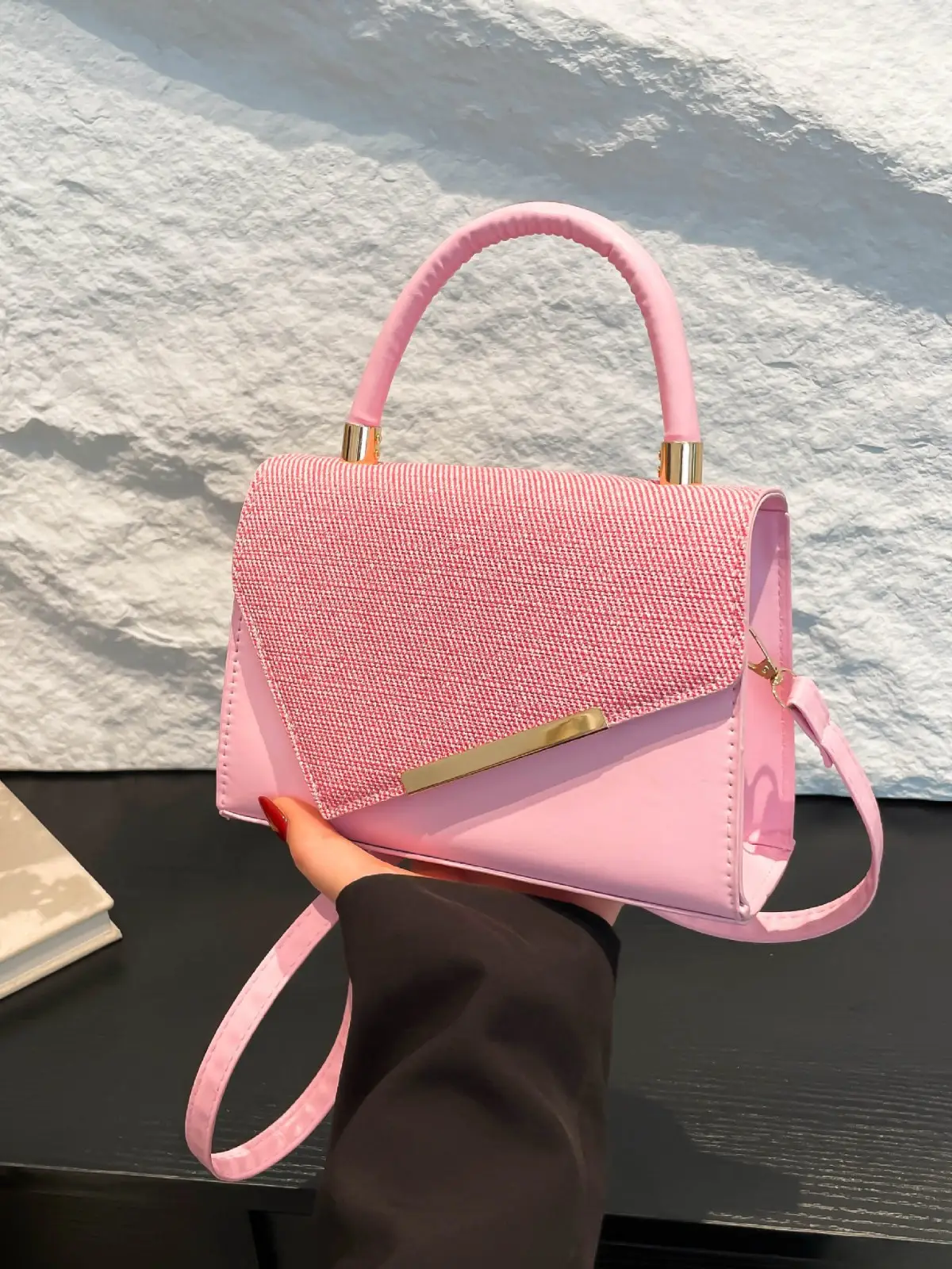 White Square Handheld Bag for Women - Image 10