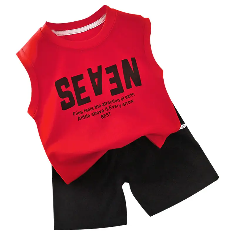 Kids Cotton Vest Suit White Black Summer Shorts