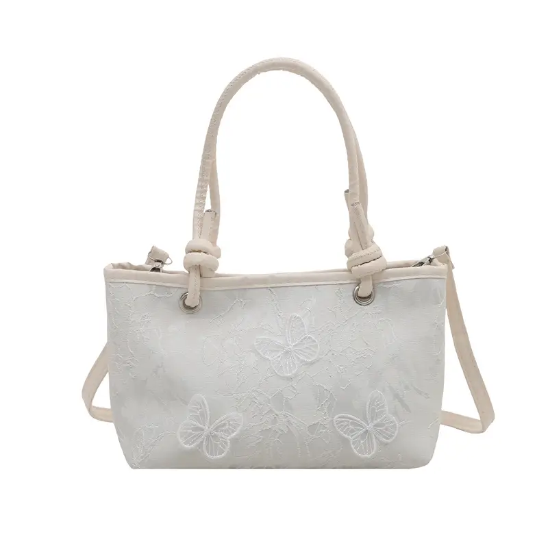 Pink Embroidered Textured Handbag for Women