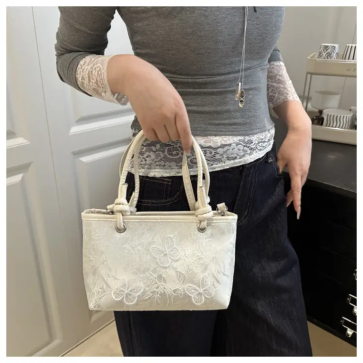 Pink Embroidered Textured Handbag for Women — feature 14