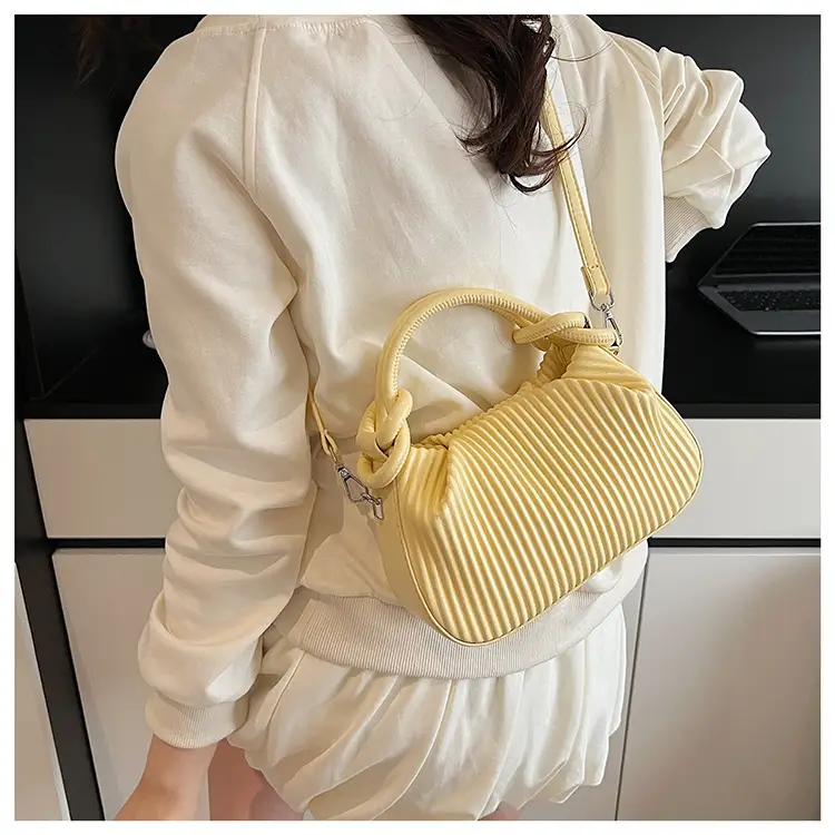 Women Pleated Handbag Yellow 2025 Summer — feature 10