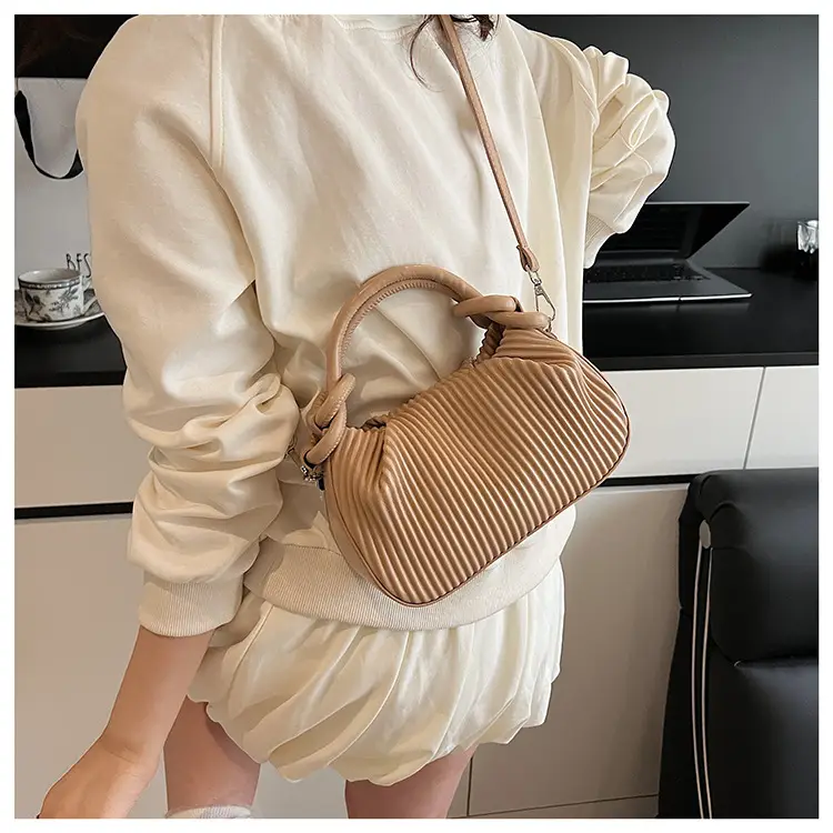 Women Pleated Handbag Yellow 2025 Summer — feature 12