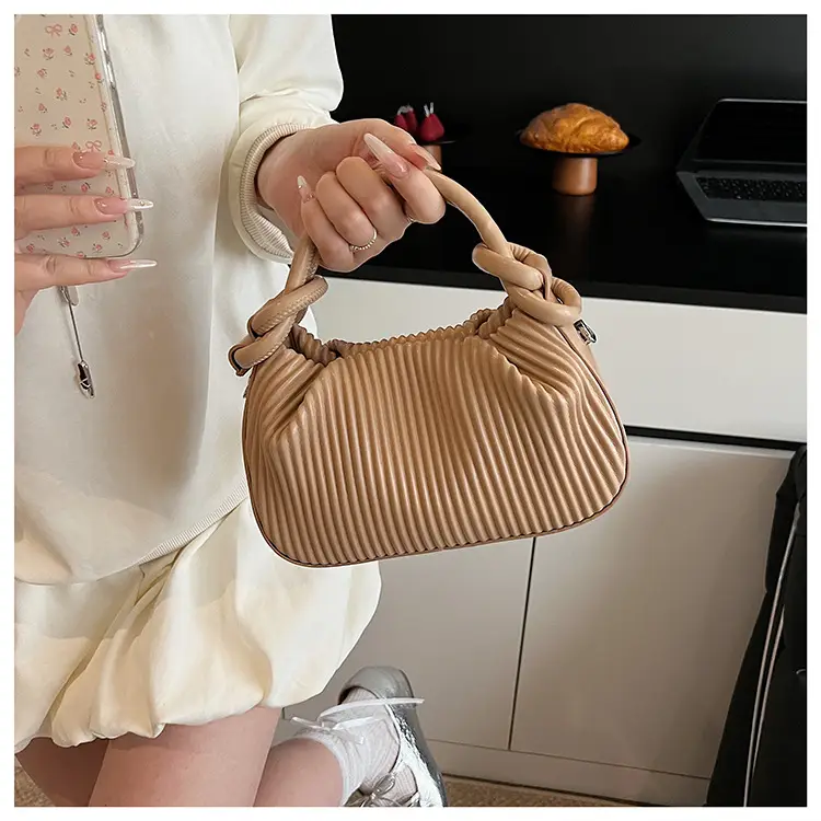 Women Pleated Handbag Yellow 2025 Summer — feature 13