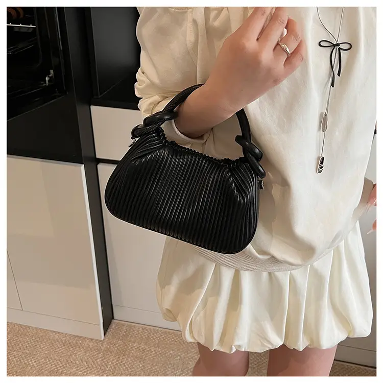 Women Pleated Handbag Yellow 2025 Summer — feature 17