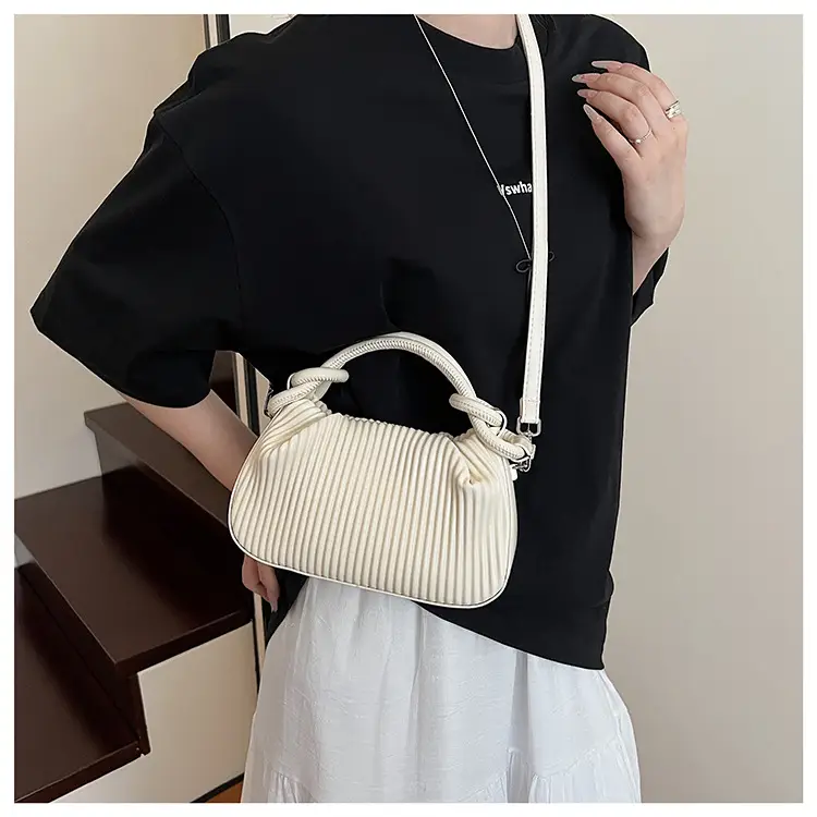 Women Pleated Handbag Yellow 2025 Summer — feature 19