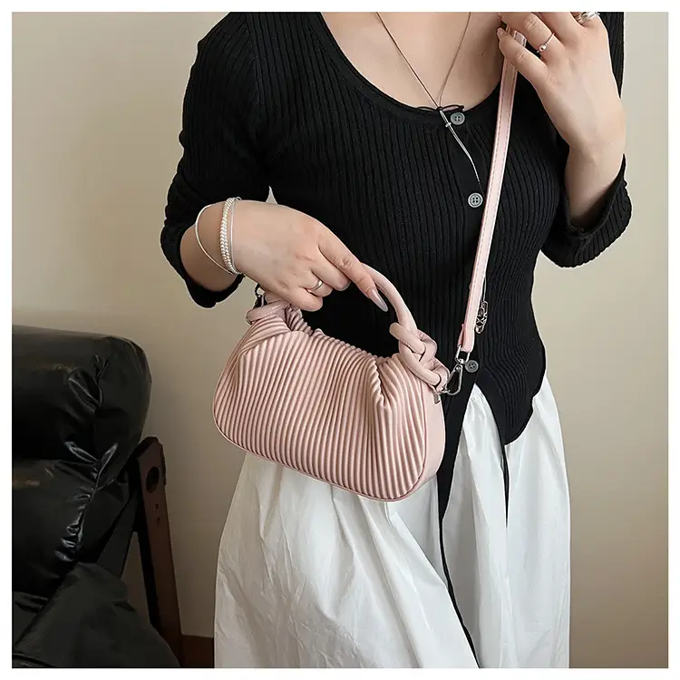 Women Pleated Handbag Yellow 2025 Summer — feature 24
