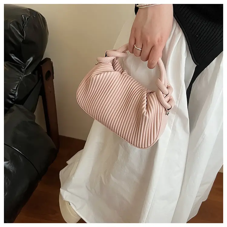 Women Pleated Handbag Yellow 2025 Summer — feature 26
