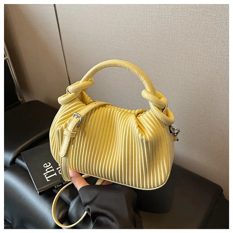 Women Pleated Handbag Yellow 2025 Summer — feature 27