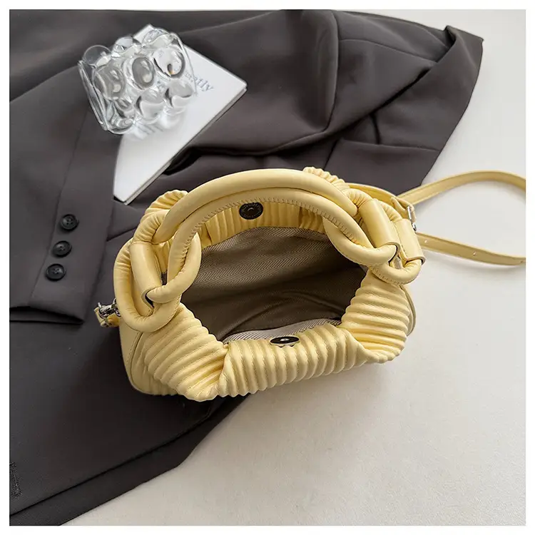 Women Pleated Handbag Yellow 2025 Summer — feature 9