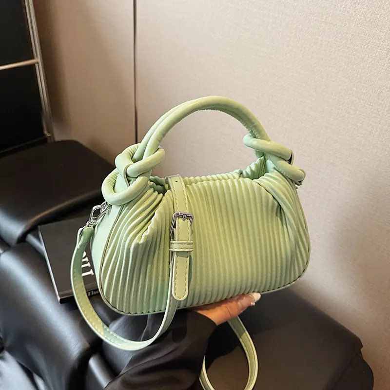 Women Pleated Handbag Yellow 2025 Summer - Image 6