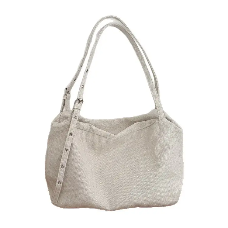 White Canvas Lazy Style Shoulder Bag for College Students - Image 7