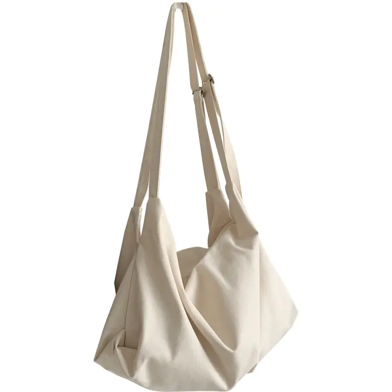 White Canvas Lazy Style Shoulder Bag for College Students - Image 2