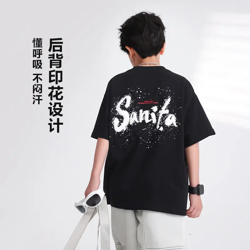 Boys Korean Style Cartoon T-Shirt Black 2026 - Image 4