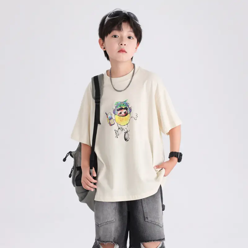Boys Korean Style Cartoon T-Shirt Black 2026 - Image 5