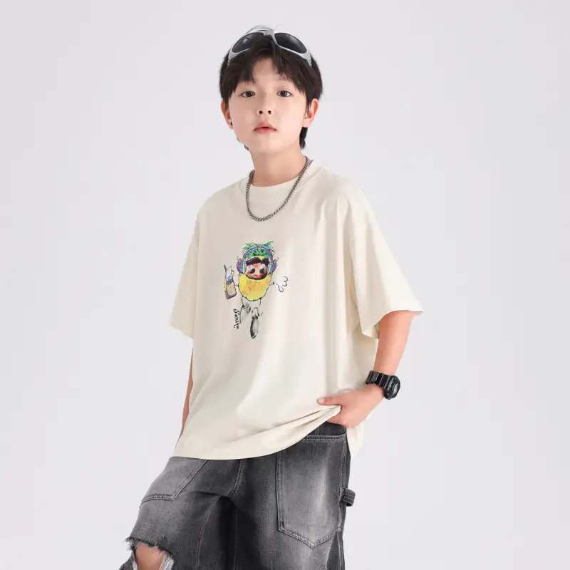 Boys Korean Style Cartoon T-Shirt Black 2026 - Image 6
