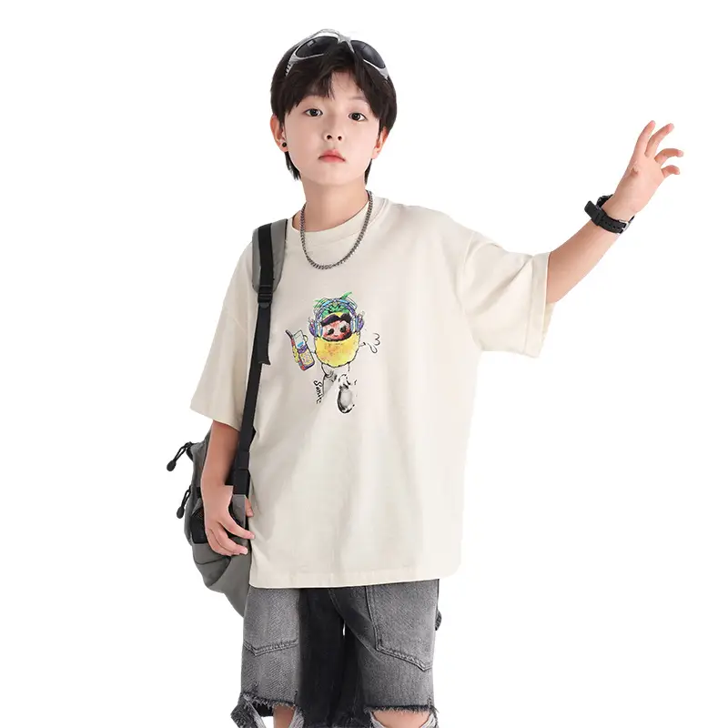 Boys Korean Style Cartoon T-Shirt Black 2026 - Image 7