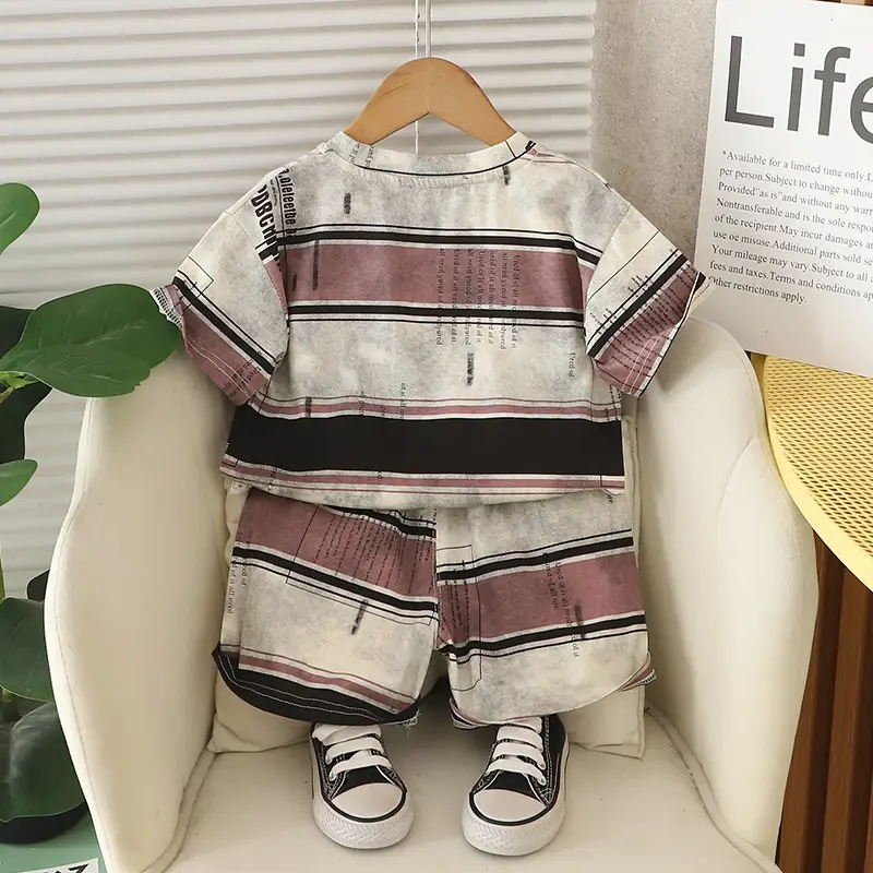 Kids Striped T-Shirt Set Summer Boys Korean Style