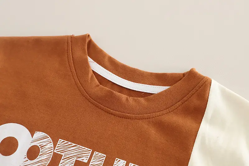 Kids Brown Color Block T-Shirt Shorts Set for Boys — feature 7