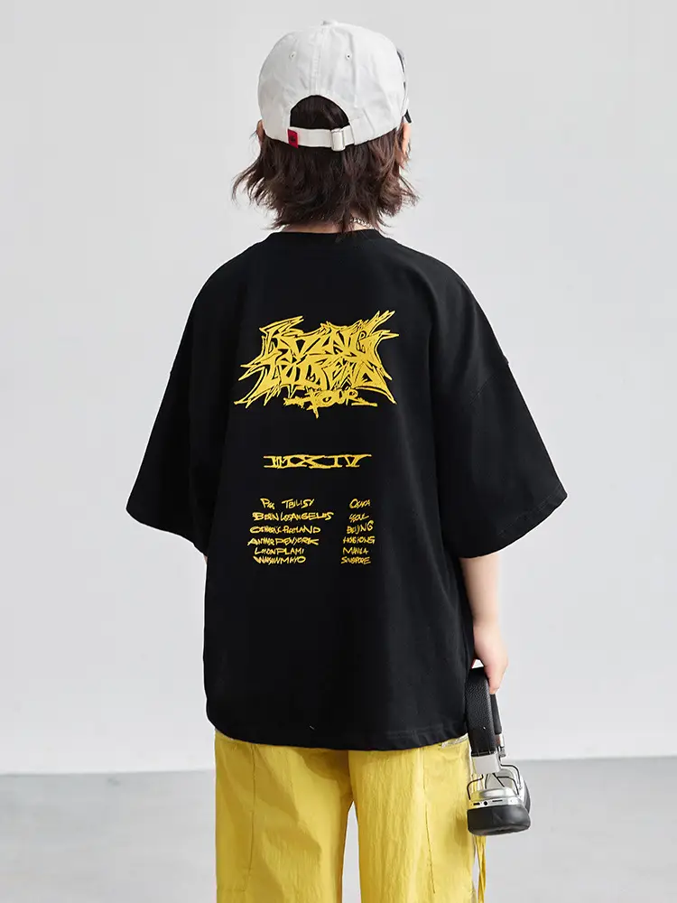 Boys T-Shirt Black Yellow Graphic 2026 Summer - Image 6