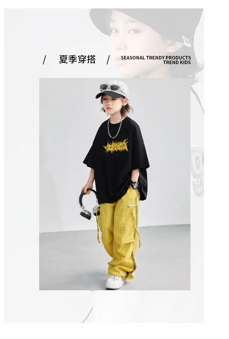 Boys T-Shirt Black Yellow Graphic 2026 Summer â feature 11