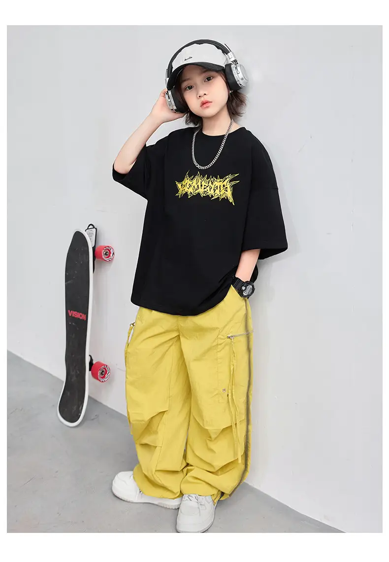 Boys T-Shirt Black Yellow Graphic 2026 Summer â feature 21