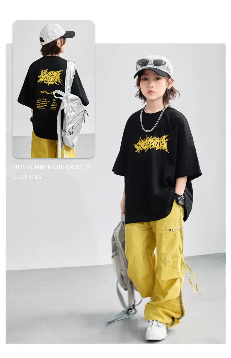 Boys T-Shirt Black Yellow Graphic 2026 Summer â feature 8