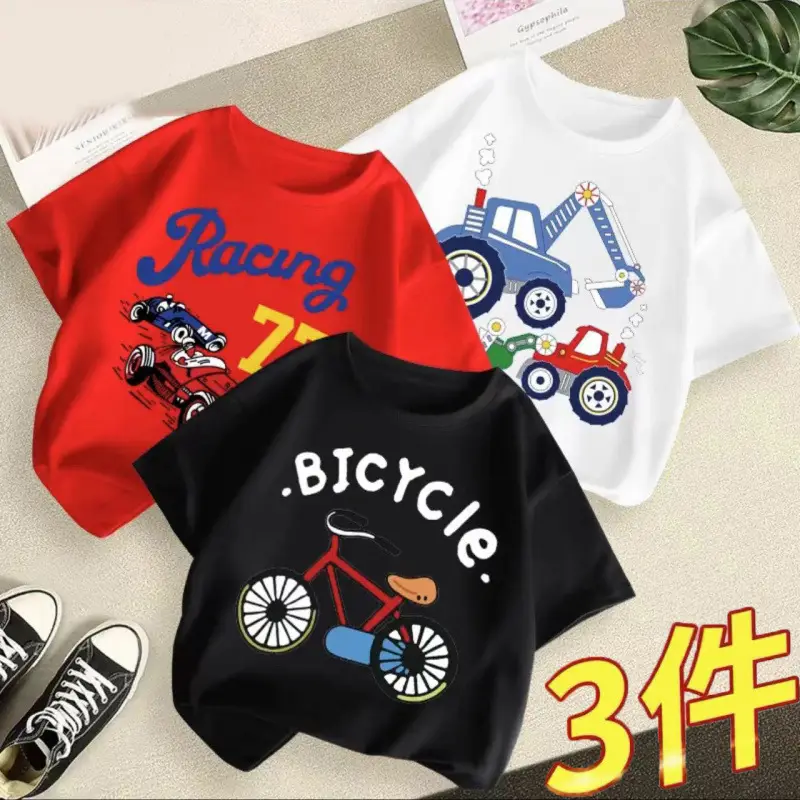 Boys 3Pcs Summer T-Shirts Green Yellow Blue