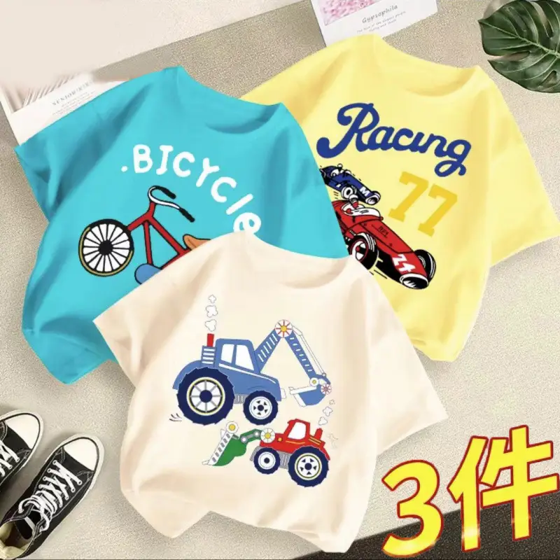 Boys 3Pcs Summer T-Shirts Green Yellow Blue