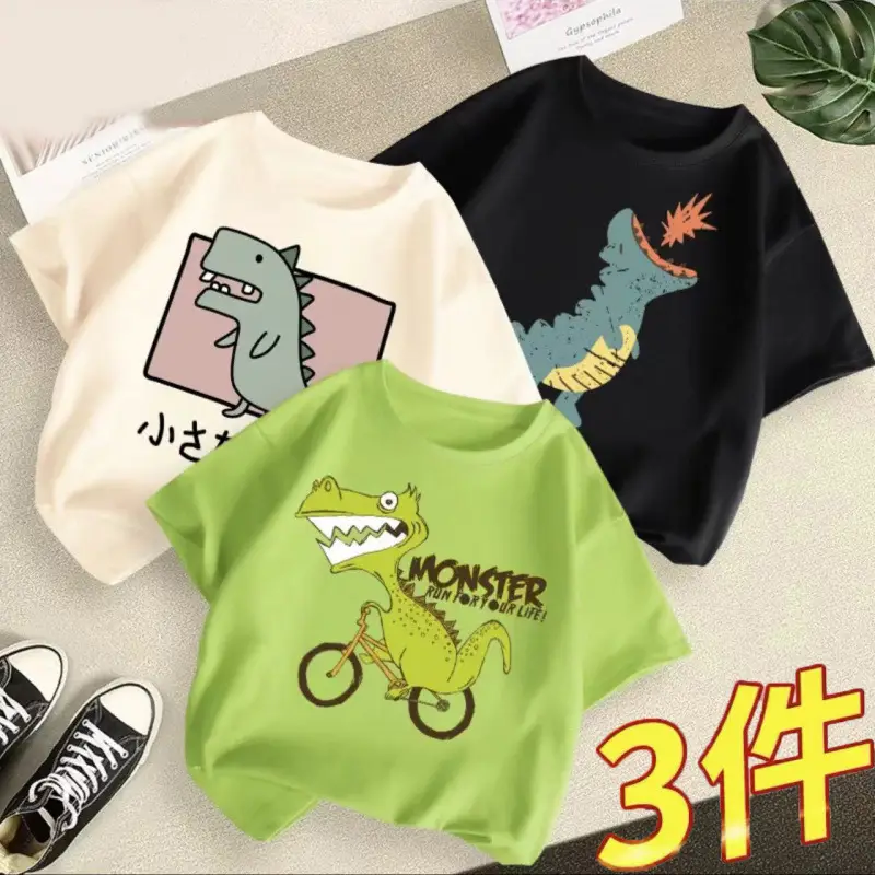 Boys 3Pcs Summer T-Shirts Green Yellow Blue