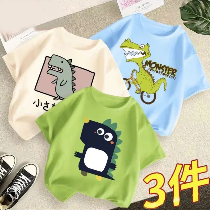 Boys 3Pcs Summer T-Shirts Green Yellow Blue