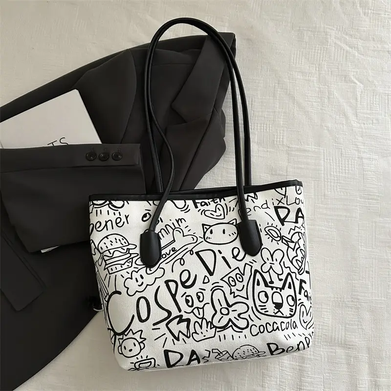 Women's Underarm Bag with Graffiti Print 2025 - Image 2