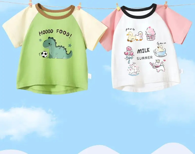 Baby Cotton T-Shirts Summer Boys Girls Contrast Color — feature 2