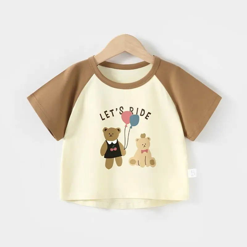 Baby Cotton T-Shirts Summer Boys Girls Contrast Color - Image 2