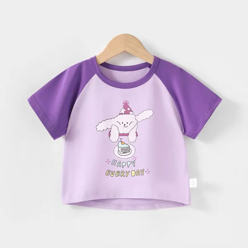 Baby Cotton T-Shirts Summer Boys Girls Contrast Color - Image 3