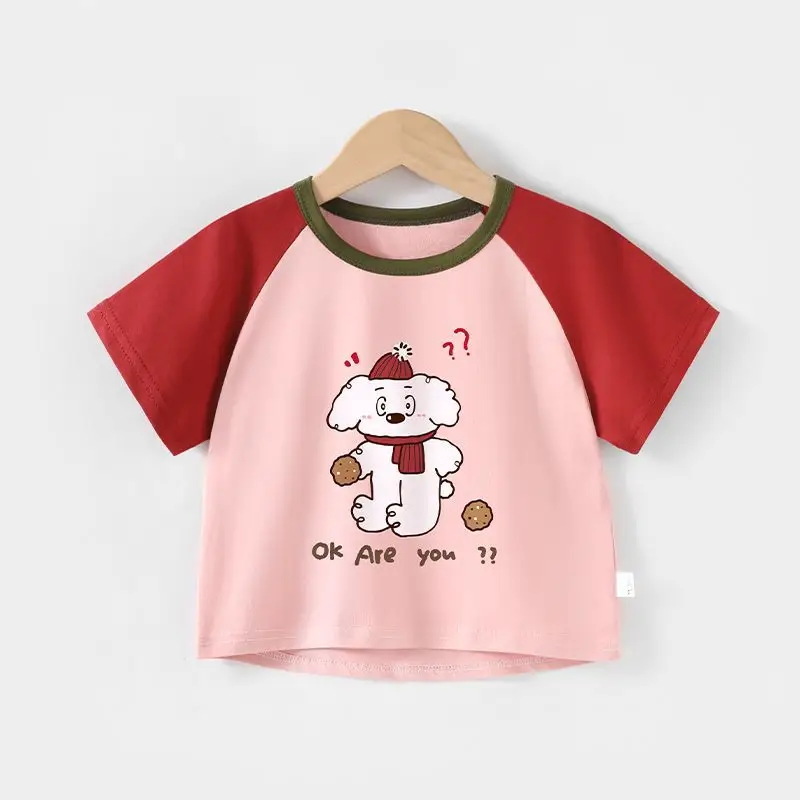 Baby Cotton T-Shirts Summer Boys Girls Contrast Color - Image 4