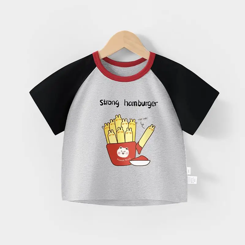 Baby Cotton T-Shirts Summer Boys Girls Contrast Color - Image 5