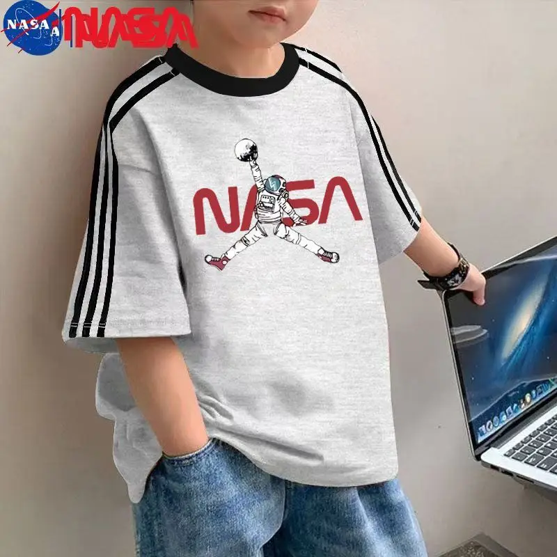 Nasa Kids T-Shirt White Black Short Sleeve Medium to XL