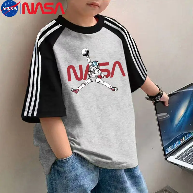 Nasa Kids T-Shirt White Black Short Sleeve Medium to XL
