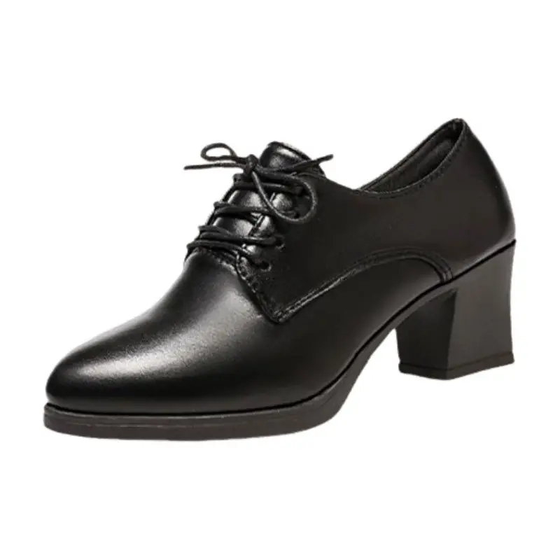 2025 New Style Deep Mouth Fashionable Soft Leather Slip-On Shoes Summer Versatile Large Size Lace-Up Round Toe Casual Leather Shoes - Image 6