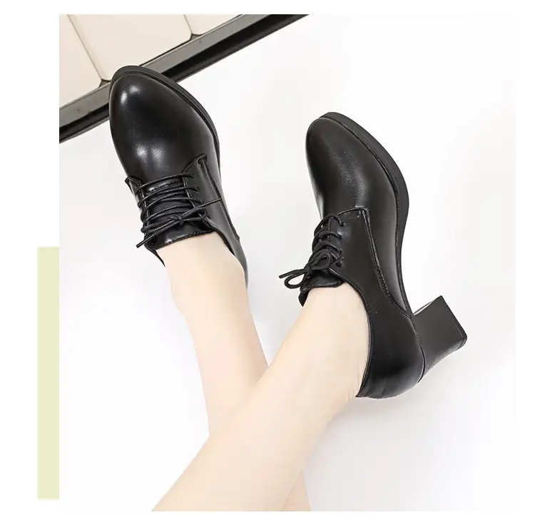 2025 New Style Deep Mouth Fashionable Soft Leather Slip-On Shoes Summer Versatile Large Size Lace-Up Round Toe Casual Leather Shoes — feature 2