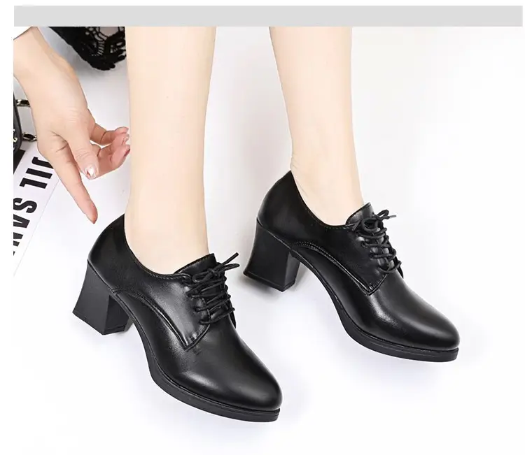 2025 New Style Deep Mouth Fashionable Soft Leather Slip-On Shoes Summer Versatile Large Size Lace-Up Round Toe Casual Leather Shoes — feature 3