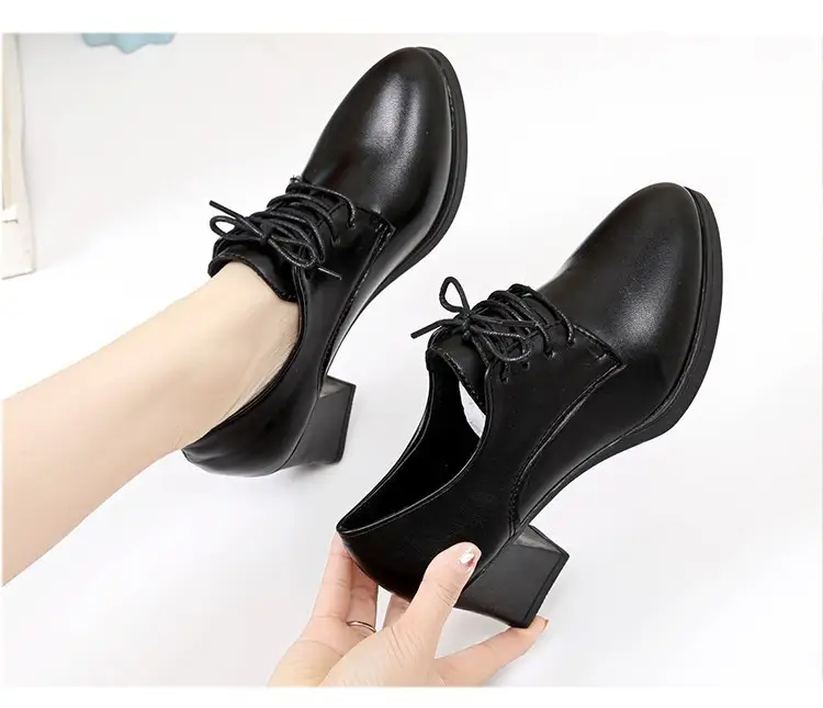 2025 New Style Deep Mouth Fashionable Soft Leather Slip-On Shoes Summer Versatile Large Size Lace-Up Round Toe Casual Leather Shoes — feature 4