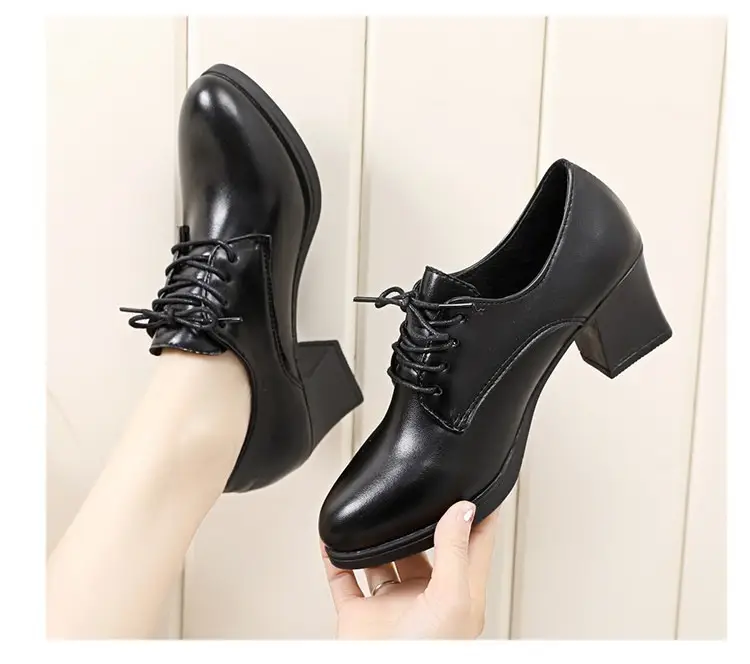 2025 New Style Deep Mouth Fashionable Soft Leather Slip-On Shoes Summer Versatile Large Size Lace-Up Round Toe Casual Leather Shoes — feature 8