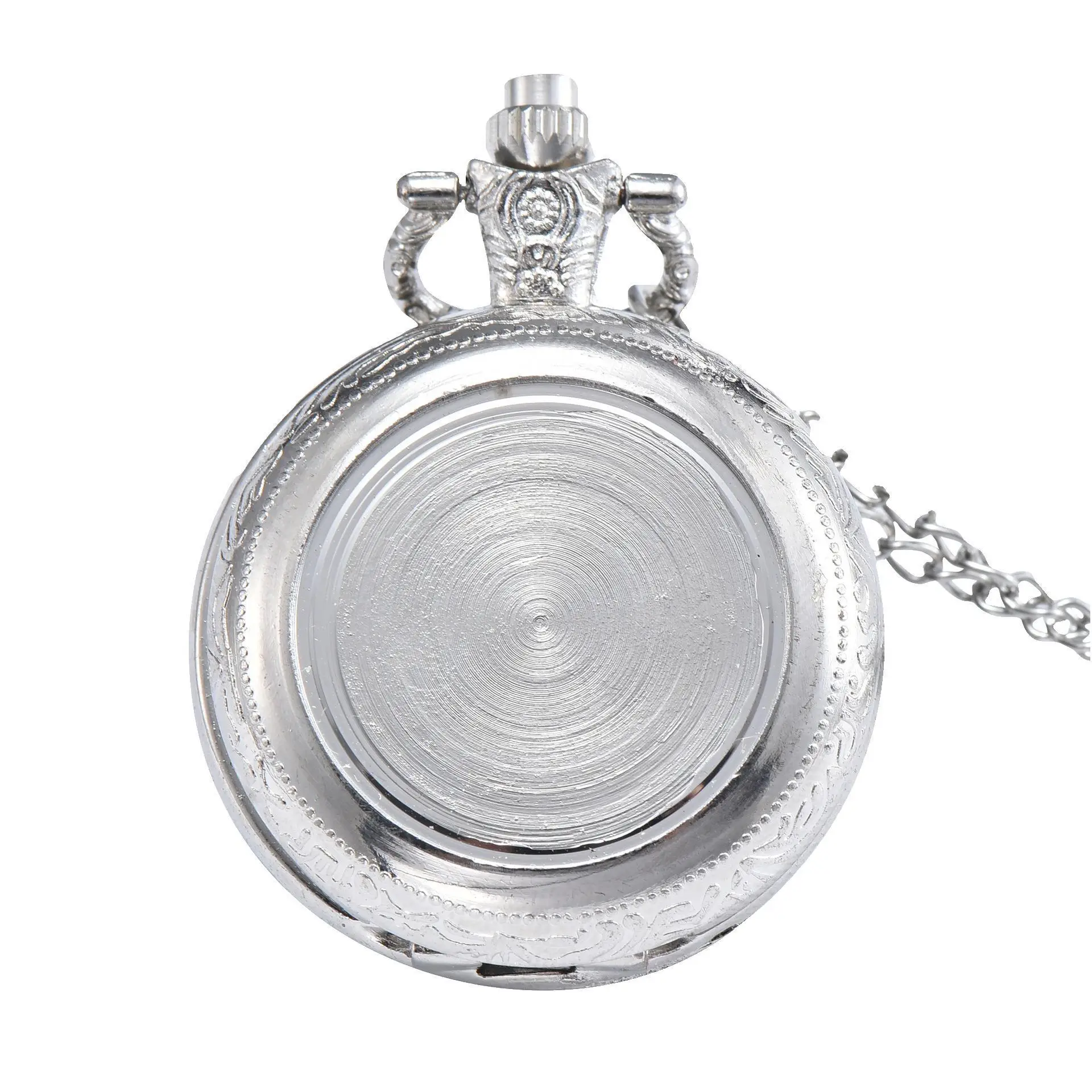 Silver Cross Mirror Pocket Watch Chain Necklace for Men Women - Image 2