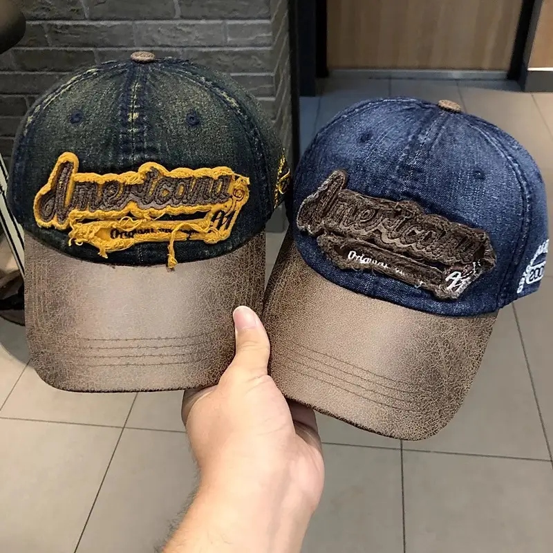 Vintage Denim Hip Hop Cap American Niche Duckbill Sunshade — feature 16