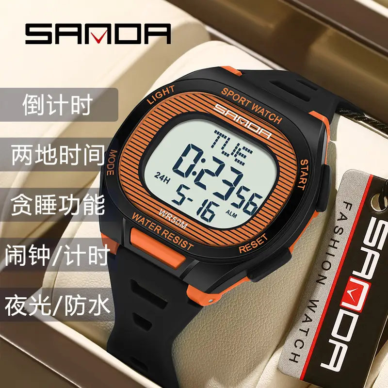 Sanda Digital Analog Stopwatch Watch for Men Women Black - Image 9