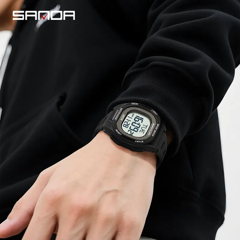 Sanda Digital Analog Stopwatch Watch for Men Women Black - Image 11