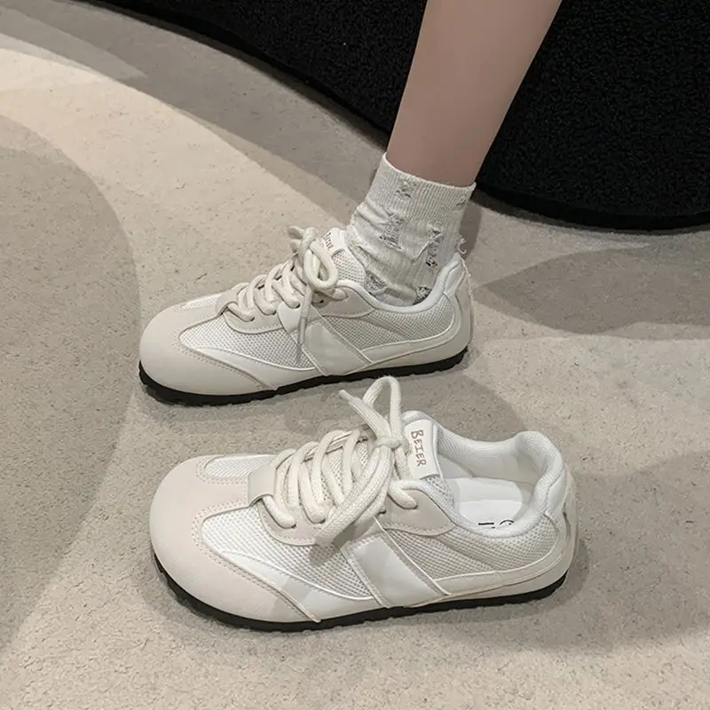 Women's White Round Toe Casual Sneakers Flat Shoes - Image 5